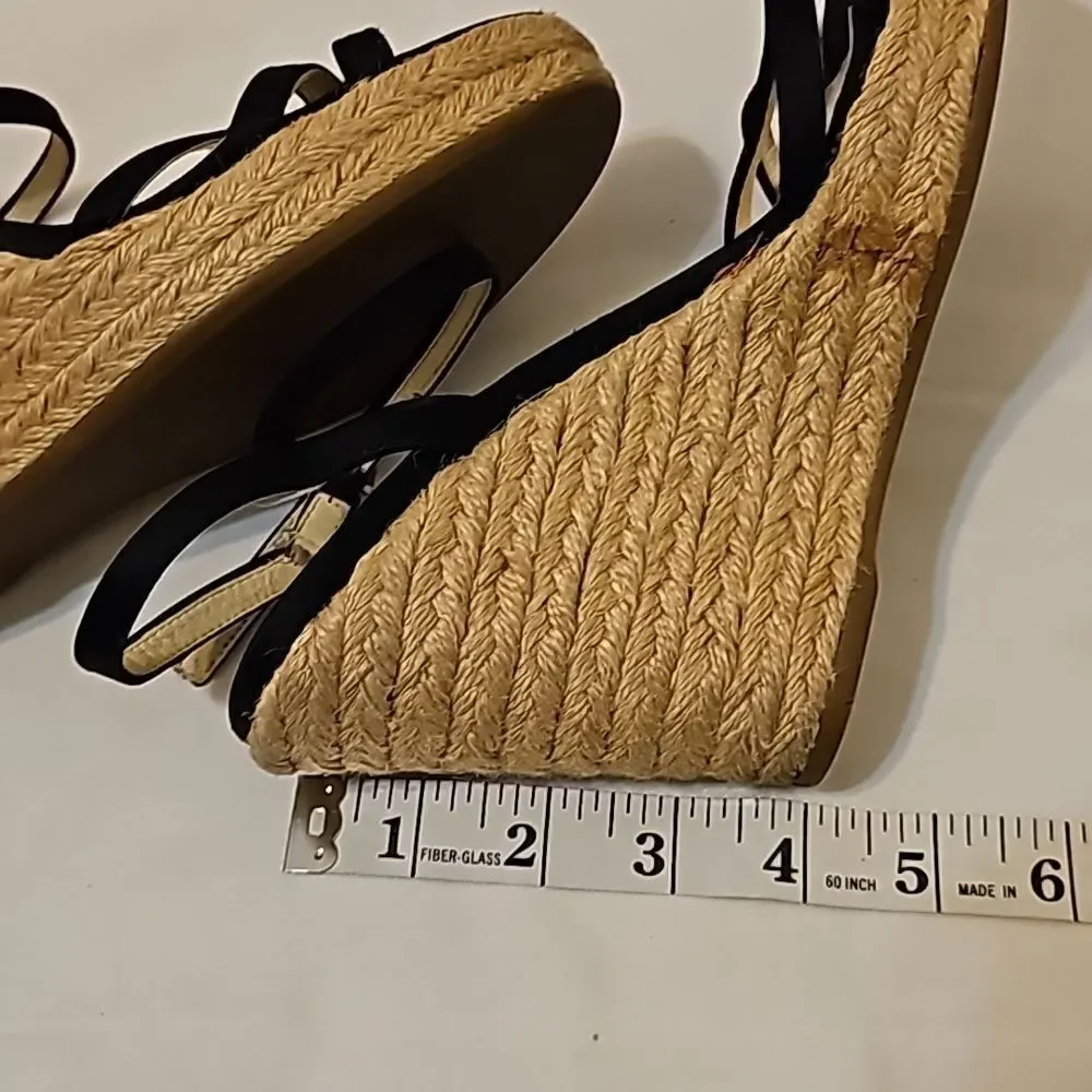 PRADA SPORT Black Leather Wedge Espadrilles - Picture 9 of 10